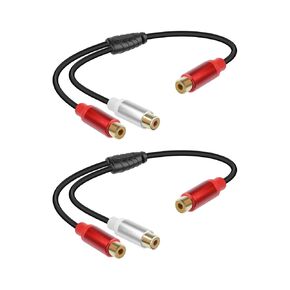 RIIEYOCA Short RCA Y Splitter Cable,1 RCA Male to 2 RCA Male Stereo Audio Extension Cable for Speaker,Subwoofer,Amplifier,Stereo System,Home Theater,2Pack(0.3M/1FT)