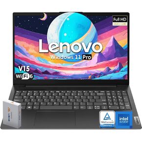 Lenovo V15 Laptop, Intel Celeron N4500 Processor, 15.6" FHD 1920x1080 Anti-Glare LED Display, 16GB RAM, 256GB PCIe SSD, Ethernet Port RJ-45, WiFi 6 & Bluetooth 5.2, Windows 11 Pro, WOWPC Recovery USB