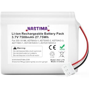 NASTIMA 3.6V/4.2V Li-ion Replacement Battery 300-10186 Compatible with ADT Command Smart Security Panel | 3.6V 7500mAh 27Wh
