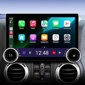 Car Radio Stereo GPS Navigation for Jeep Wrangler JK Compass Grand Cherokee Dodge Ram Carplay Android Auto 11.5" Touchscreen Replacement Upgrade Mirroring SWC Split Screen 5GWiFi AM 4+64G Double Knobs