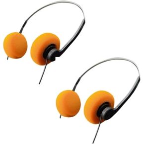 2 Pcs Retro On Ear Headphones, Wired Stereo Headphones, Headphone, Lightweight Portable Headphone with Adjustable Headband, Cassette Player, Over-Ear (Orange and Black)