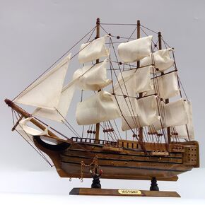 Lizipai Sailing Ocean Theme Mediterranean Sailing Model Suitable for Home Office Table Wooden Sailing (Mediterranean Style Wooden Handmade Sailing) (Mediterranean, Top White and Bottom Blue)