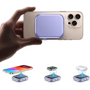 for MagSafe Battery Pack 10000mAh,3-in-1 Magnetic Power Bank,22.5W PD Fast Charging USB C in&Out Powerbank for iPhone 16/15/14/13/12,Apple Watch Series,Airpods