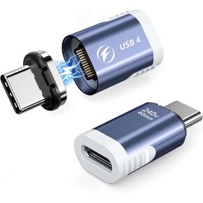 HanCenDa USB C Magnetic Adapter 2Pack, Straight Magnetic USB C Adapter 24Pin 240W USB4 40Gbps 8K 60Hz Video for Thunderbolt 3/4, MacBook Pro/Air iPhone 16/15, Steam Deck, PS5, PSVR2 Pink