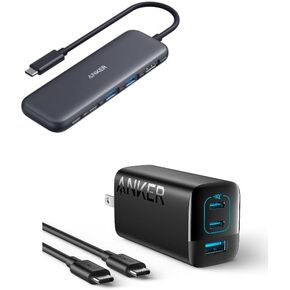 Anker 332 USB-C Hub (5-in-1) with 67W USB C Wall Charger