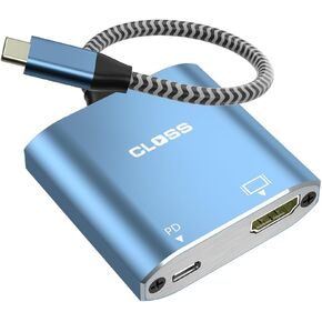 2-in-1 USB C to HDMI Adapter with 100W PD Charging, Type-C to HDMI 4K Thunderbolt 3/4 Compatible, USB-C HUB Durable Design for MacBook, iPad, iPhone, High-Speed Data Transfer & Power Delivery