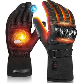 Heated Motorcycle Gloves for Men Women, Rechargeable Heated Gloves, Touchscreen Heating Gloves for Skiing, Motorcycle, Hunting, Riding