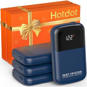 AI Hand Warmers Rechargeable with Gift Box, 4 Pack Portable Electric Hand Warmer with LED Display Battery and Temperature, Fast Heating, for Men, Women, Hunting Camping Blue