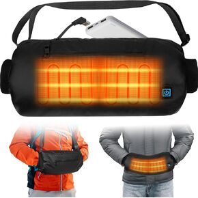 Heated Hand Warmer Pouch with 10000 mAh Rechargeable Battery, Up to 15 Hours of Warmth Electric Heated Hand Muff, Ideal for Football, Golf, Hunting, Fishing, Camping, Winter Outdoor Walk - Black