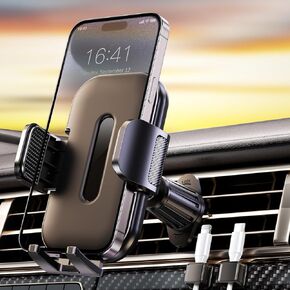 Upgraded Car Phone Holder, Metal Hook Clip Car Vent Phone Mount, Hands-Free Vent Phone Holders for your car, Compatible with iPhone series, Android and all smartphones, Equipped with cable manager