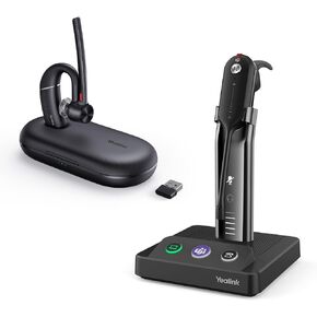 Yealink Wireless DECT Headset WH63 & BH71 Bluetooth Headset with USB Dongle,Teams Certified, Single Ear Work Headset for Desk Phone and Computer Softphone,Noise Cancelling Mic