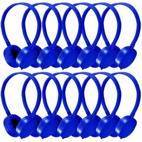 Bulk Headphones 12 Pack for School Classroom Students Kids Children Toddler Boys Girls Teen, Wholesale Wired On-Ear Silica Headsets with 3.5mm Connector（FM102 Blue）
