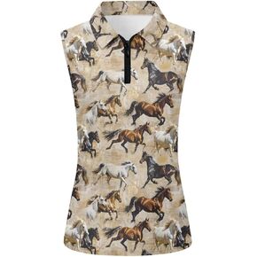 Women's Golf Shirts Sleeveless V Neck Tennis Tank Tops Racerback with Collar Quick Dry Athletic T Shirt XS-2XL