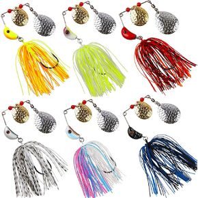 OROOTL Spinner Baits for Bass Fishing Lures, 6/12pcs Multicolor Spinnerbaits Kit Double Colorado Blades Metal Jig Spinnerbait for Bass Trout Pike Salmon Walleye Freshwater Saltwater Fishing