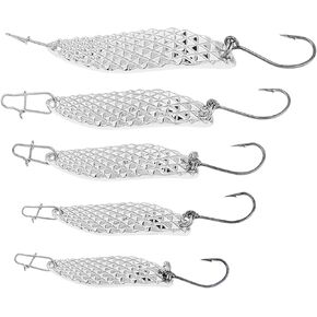 OriGlam 5pcs Metal Fishing Lures Spoon Spinner Baits, Hard Metal Fishing Lures Spinnerbait Spoon Sequins Spoons Hard Bait for Saltwater Freshwater Trout Bass Salmon