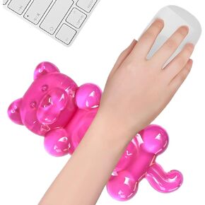 Gel Wrist Rest for Mouse & Keyboard, Cute Bear Shape - Ergonomic Support, Non-Slip & Waterproof Desk Pad for Office, Gaming, Computer (Pink)