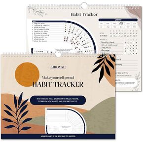 Habit Tracker Calendar (Undated 12 Months) - Daily Habit Tracker Jounal with Spiral Binding & Hanger - Goal Tracker - Motivational Monthly Habit Calendar - Productivity Tool and Workout Calendar - 8.3" x 11.2" (A4 Size)