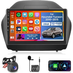 for Hyundai Tucson 2010-2015 Android Car Stereo 10" Touch Screen with Wireless Carplay Android Auto, Radio Dash Kit GPS Navigation WiFi Bluetooth SWC Mirror Link, Mic Backup Camera