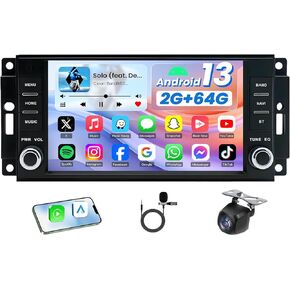 64G Car Radio Stereo for Dodge Challenger 2008-2014 Jeep Wrangler 2007-2017 Dodge RAM 1500 2009-2012: 7" HD IPS Touchscreen Wireless Carplay/Android Auto GPS 5GWiFi Bluetooth5.0 SWC 1080P Camera FM