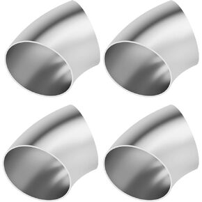 2 Pcs OD 1.5 Inch 45°Mandrel Bend Elbow, 304 Stainless Steel Exhaust Pipe Elbow, Thickness 1.5 mm Elbow Exhaust Tubing for Car Exhaust Modified Elbow Pipe, Stair Handrail, Pipe Turning