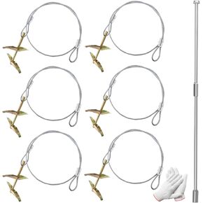 6 Pack Ground Earth Anchors with Drive Steel Tool, 30inch Cable Easy Hook Anchor for Shed, Greenhouses, Swing Set, Gazebo, Fence, Mobile Home, Carports, Tents and More (Single Layer 6pcs)