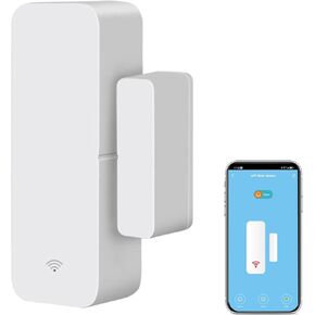 جهاز الكشف عن نافذة مستشعر WiFi: مستشعر الاتصال الذكي ، الكشف عن الباب المغناطيسي اللاسلكي مع تنبيهات إخطار مجانية ، متوافق مع Alexa Google Assistant (4 حزم)