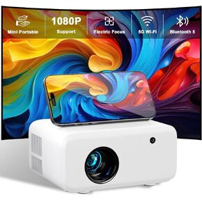 Mini Projector with WiFi and Bluetooth - 2025 Upgraded, 1080p Video Supported, 13000L, HiFi Speaker, Long-Life Lamp, Multi-Device Compatible - Create Your Portable Home Cinema for Bedroom