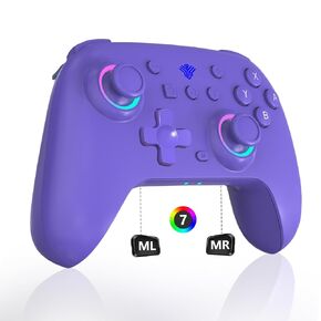 SZYUYU Switch Controller for Switch,Switch Pro Controller for Switch/Lite/OLED/PC with 4-Speed Dual Vibration/7 Colors LED Light, 3-Level Turbo Adjustable,Gyro Axis,Motion and Support Wake Up