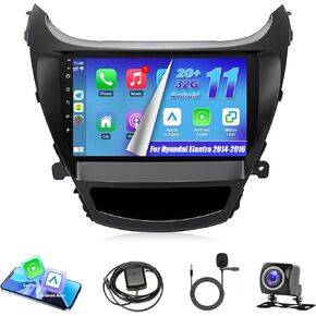 Leadfan Android Car Stereo for Hyundai Elantra 2014 2015 2016 Radio with Apple Carplay Android Auto Mirrorlink 9" IPS Touch Screen Elantra Car Play Radio FM Bluetooth WiFi GPS Navi + AHD Camera MIC