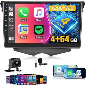 【4+64GB】 Wireless Carplay Fuluku for Hyundai Veloster 2011-2015 Android Car Stereo 9" Touch Screen with Android Auto, Radio Dash Kit GPS Navigation WiFi Bluetooth SWC Mirror Link, Mic Backup Camera