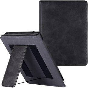 BOZHUORUI Stand Case for 6" Kobo Colour/Colour BW/Clara 2E e-Reader - Premium PU Leather Sleeve Cover with Two Hand Straps/Auto Sleep/Wake (Brown)