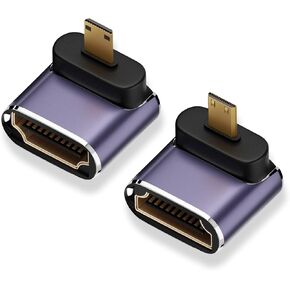AreMe 8K Micro HDMI to HDMI Adapter (2 Pack), Up and Down 90 Degree Right Angle Micro HDMI Converter Connector for Sony A6000, Raspberry Pi 4, GoPro Hero 7 and Other Sport Camera