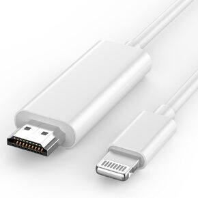 [Apple MFI Certified] Lightning to HDMI Cable ، 6.6 قدم البرق إلى محول HDMI لجهاز iPhone إلى التلفزيون ، موصل شاشة مزامنة محول AV الرقمي 1080p لـ iPhone 14 13 12 11 XS XR إلى HDTV Monter