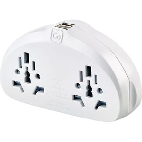 World to Australia and China Adapter Duo + USB ، محول السفر للأجهزة الكهربائية الصغيرة ، محول المكونات الأرضية مع موانئ USB التوأم ، أساسيات السفر للمسافرين إلى AUS/China