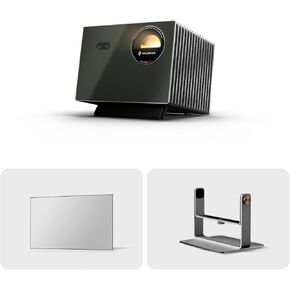 VisionMaster Pro2 Triple Laser Projector with 100" Matte White Screen and Gimbal Stand,15000:1 Contrast, 0.9-1.5x Optical Zoom, 2X Smoother, IMAX, 4K HDR10+, 4ms Lag-Free Gaming, 3000 ISO Lumens