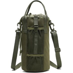 Tactical Molle Water Bottle Pouch 6L/170 oz Drawstring Open Top EDC Bag Holder with Shoulder Strap and Handle