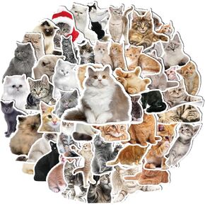 100 Pcs Cute Cat Stickers, Waterproof Kitten Stickers for Journaling Laptop Scrapbook Water Bottles Guitar Suitcase, Funny Vinyl Decals for Teens Adults Kids Boys Girls Gift, CP10014