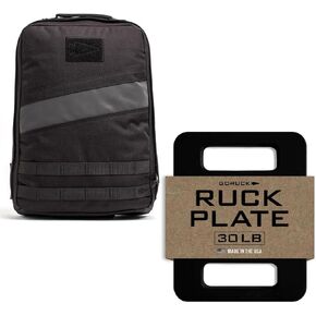 GORUCK Rucker 4.0 15L Black with Ruck Plate 30LB Bundle, Purpose Built Rucking Backpack, Military Weight Training Rucksack w/Ruck Plate Pocket and Extra Padded Straps