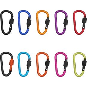 10 Pack10 Colors 8cm D Aluminum Alloy Mountaineering Buckle Backpack Lock Hook External Buckle Safety Buckle Key Chain