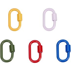 5Pcs Enamel Carabiner Lock Screw 5 Color Keyring Buckle 1.4x0.86inch Carabiner Clip Climbing Lock Snap Hooks Clip DIY Accessories Oval Ring Clasps for Handbag Purses Climb Keychains Camping