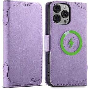 CASE SINIANL Wallet لـ iPhone 15 Pro Max مع حامل البطاقة للرجال ، متوافق مع Magsafe اللاسلكي الشحن الجلدي المغناطيسي محفظة غلاف الغلاف من iPhone 15 Pro Max Brown