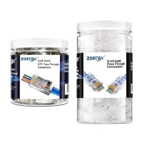 200-Pack RJ45 Cat6 Pass Through Connector and 100-Pack Shielded RJ45 Connectors