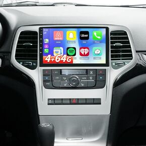 EKAT [4G+64G] Car Radio for Jeep Grand Cherokee 2008 2009 2010 2011 2012 2013-8 Core Android Touch Screen Stereo, DSP 32 EQ/IPS/Carplay/Android Auto/SWC/BT/WiFi