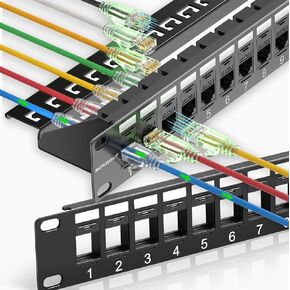 لوحة التصحيح 24 Port Cat6a مع jeystone مقرنة و 24 منفذ فارغة Keystone Patch