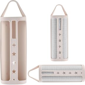 Silicone Case for Sonos Roam 2/Roam, Portable, Star Pattern, Unisex, Outdoor Travel Work Essential Case (White)