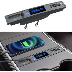 محور Qoope 2 Type-C Tesla USB لـ Tesla Model 3 Model Y Accessories 2024 2023 2022 2021 Tesla Car USB Multi Port مع محطة لرسو الكابلات القابلة للسحب من الشاحن السريع (غير ملائمة الطراز 3 2024) in Kuwait