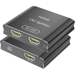 HDMI Splitter 1 in 2 Out,Support 4K@30Hz, HDCP 1.4, Lossless Audio and Video Splitter - with Micro USB Power Supply, Compatible with HDMI 1.4, PS4, Fire Stick, HDTV Suitable for TV/Projector/Monitor