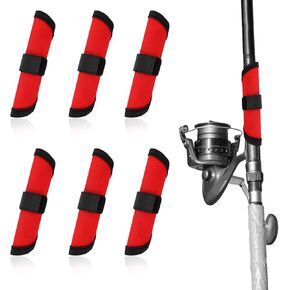 BOXOB 6pcs Fishing Lure Covers, 7.87 Inch Easily See Hook Storage Protector Fish Pole Sleeve Rod Armour Lure Shield Wrap Bait Gloves for Protecting Fishermen Ensuring Safety (Red)