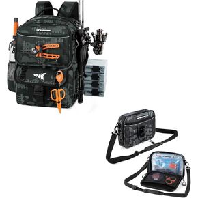 KastKing BaitSpace 50L Fishing Tackle Backpack With 4 Tackle Boxes & Removable Bait Binder