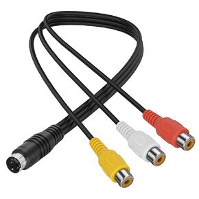MEIRIYFA 4 Pin S-Video to 3 RCA AV Female Cable Composite Wire, 3 RCA to 4 Pin Mini DIN S-Video Extension Cord for TV/HDTV CD Player VCR DVR DVD Player PC Laptop (0.3M)